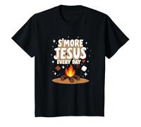 S'more Jésus Every Day - Inspiration chrétienne de feu de Camp T-Shirt, Enfant, Noir, 10 Ans