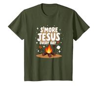 S'more Jésus Every Day - Inspiration chrétienne de feu de Camp T-Shirt, Enfant, Olive, 10 Ans