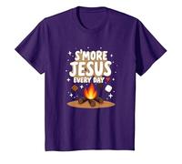 S'more Jésus Every Day - Inspiration chrétienne de feu de Camp T-Shirt, Enfant, Violet, 10 Ans