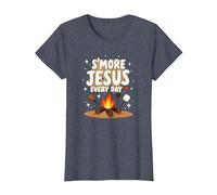 S'more Jésus Every Day - Inspiration chrétienne de feu de Camp T-Shirt, Femme, Bleu Chiné, XXL