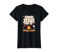S'more Jésus Every Day - Inspiration chrétienne de feu de Camp T-Shirt, Femme, Noir, XL