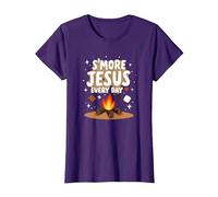 S'more Jésus Every Day - Inspiration chrétienne de feu de Camp T-Shirt, Femme, Violet, XL