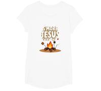 S'more Jésus Every Day - Inspiration chrétienne de feu de Camp T-Shirt, Fille, Blanc, L