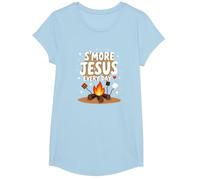 S'more Jésus Every Day - Inspiration chrétienne de feu de Camp T-Shirt, Fille, Bleu Céleste, XS