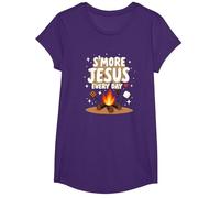 S'more Jésus Every Day - Inspiration chrétienne de feu de Camp T-Shirt, Fille, Violet, XS