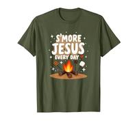 S'more Jésus Every Day - Inspiration chrétienne de feu de Camp T-Shirt, Homme, Olive, S