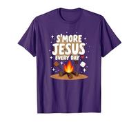 S'more Jésus Every Day - Inspiration chrétienne de feu de Camp T-Shirt, Homme, Violet, XL
