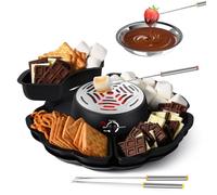 Smores Maker & Fondue Set de table d'intérieur Smores Kit, grille-pain à guimauve avec contrôle de la température, 4 plateaux amovibles et 4 fourchettes à rôtir et 1 bol chauffant,
