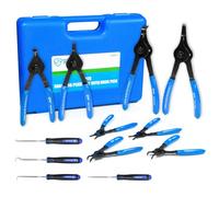 SMOTIVEPRO Lot de 8 pinces à circlips (150/200/220 mm) avec fonction réversible pour anneaux intérieurs et extérieurs, avec 4 médiators et crochets, pince à circlips professionnels en acier au chrome