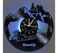 Smotly Horloge Murale en Vinyle, Conception de thème de Train Express de Poudlard Murale Grande Horloge, Horloge Murale Couleur veilleuse à la Main (Crochet Cadeau)