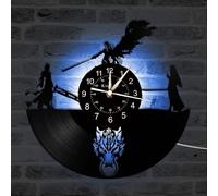 Smotly Horloge murale en vinyle, Final Fantasy Registre Thème, art créatif fait à la main, couleur nuit lumière 7 couleurs pour la décoration de la maison, cadeau d'horloge