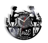 Smotly Horloge Murale en Vinyle, Horloge Murale à Motif Salon de manucure pour Passe-Temps beauté Nail Art décoration Murale Horloge Murale silencieuse Cadeau. (sans lumière)