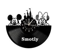 Smotly Horloge Murale en Vinyle, Horloge Murale rétro thème Animal Mickey Mouse, Cadeau d'horloge Murale numérique pour la décoration de la Maison de L'Artiste pour Enfants. (Crochet Cadeau)