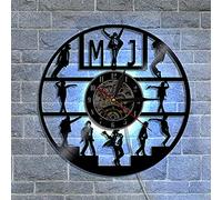 Smotly Horloge murale en vinyle, Jackson Classic Dance Step avec fonction veilleuse LED, cadeau de horloge murale pour les amoureux.