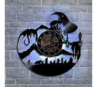 Smotly Horloge murale en vinyle Le Seigneur des Anneaux avec fonction veilleuse LED - Cadeau pour les amoureux
