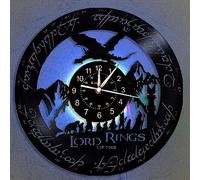 Smotly Horloge murale en vinyle Le Seigneur des Anneaux - Bande de musique - LED 7 couleurs - Lampe de nuit rétro - Pour salon, cuisine - Décoration murale faite à la main (avec lumière)