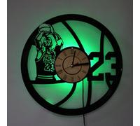 Smotly Horloge murale en vinyle - Légende du basket-ball N° 23 - Michael Jordan - Horloge murale avec veilleuse LED - Décoration murale - Cadeau