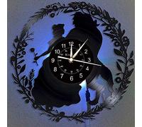 Smotly Horloge Murale Vinyle, la beauté et la bête décoration Murale 3D Grandes horloges, lumières LED colorées Cadeaux d'horloge de Mur à la Main,with Light