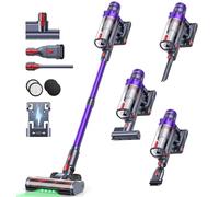 SMOTURE 600W 50KPa Aspirateur Balai sans Fil, 65 Mins Aspirateur sans Fil Puissant avec Brosse Matelas, Charge Murale et Écran LED, Auto Aspirateur Balai pour Poils d’Animaux/Sols Durs/Tapis/Voiture