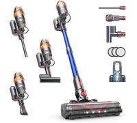 SMOTURE Aspirateur sans fil 650 W 50 KPA avec mini buse turbine pour poils d'animaux, autonomie de 60 min, aspirateur autoportant, sans fil, avec station de charge murale, mode automatique pour tapis