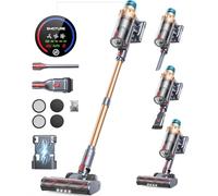 SMOTURE VAC01 Aspirateur Balai sans Fil,550W/ 45KPA/60min Autonomie Aspirateur Balai Puissant et Silencieux,Chargement Mural,Parfumés, Écrans Tactiles Couleur, 1,5L, Support Mural Aspirateur sans Fil