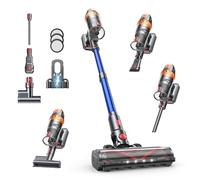 SMOTURE VAC03 Aspirateur Balai sans Fil 600W Moteur-45KPa Aspirateur sans Fil Puissant avec Batterie Détachable 60 Min (ECO), Mode Automatique Intelligent,Écran LED,Brosse Matelas et Support Mural