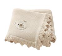 Smouddle Blanket 28x35in Coton doux en tricot bébé Swaddle Brewable Comfort Mignon Bear Couverture pour les garçons et les filles, Khaki