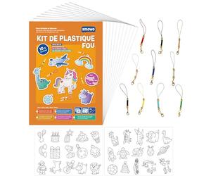 Smowo® Lot de 10 films plastique fou magique A4 mat transparent - Papier fou rétractable avec porte-clés