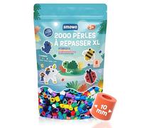 Smowo® Lot de 2000 grandes perles à repasser de 10 mm pour enfants à partir de 3 ans - 7 couleurs multicolores XL - Lot de perles créatives