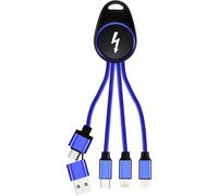 Smrter Câble de charge USB USB 2.0 Connecteur Lightning , USB-A mâle, USB-C® mâle, USB-Micro-B mâle 0.15 m bleu connecteur