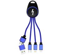 Smrter Câble de charge USB USB 2.0 Connecteur Lightning , USB-A mâle, USB-C® mâle, USB-Micro-B mâle 0.15 m bleu connecteur