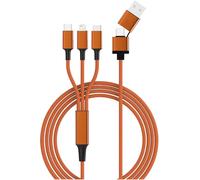 Smrter Câble de charge USB USB 2.0 Connecteur Lightning , USB-A mâle, USB-C® mâle, USB-Micro-B mâle 1.20 m orange avec fonction OTG, gaine textile