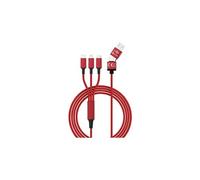 Smrter Câble de charge USB USB 2.0 USB-A mâle, USB-C mâle, Connecteur Lightning , USB-Micro-B mâle 1.20 m rouge SMRTER_HYDRA_ULT_RD