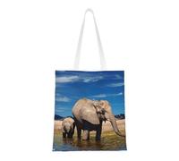 SMSJTMWHN Big Ears Sac fourre-tout réutilisable en toile avec imprimé éléphant