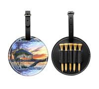 SMSJTMWHN Big Fish Sac de rangement en cuir de luxe pour tee de golf et porte-balles. Rangez vos t-shirts, balles de golf, cartes de score et crayon.