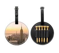 SMSJTMWHN Empire State Building Sac de rangement en cuir de luxe pour tee de golf et support de balle - Rangez vos t-shirts, balles de golf, carte de score et crayon.