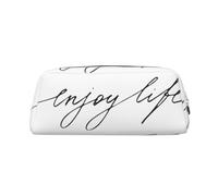 SMSJTMWHN Enjoy Life Trousse à crayons en cuir avec fermeture éclair et texte noir