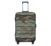 SMSJTMWHN Housse de bagage rustique en bois de grange ancienne, élastique, lavable, extensible, protection anti-rayures, jolie esthétique, noir, Large