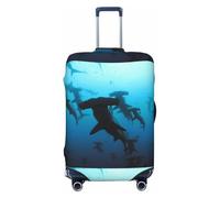 SMSJTMWHN Housse de protection élastique lavable pour valise motif requins marteaux, anti-rayures, esthétique, mignonne, noir, X-Large