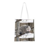 SMSJTMWHN Opossum In Snow Sac fourre-tout réutilisable en toile avec imprimé pour courses, courses et livres