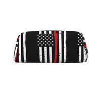 SMSJTMWHN Red Line Trousse à crayons en cuir avec fermeture éclair Motif drapeau américain