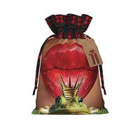 SMSJTMWHN Red Lips Getting Ready To Kiss A Frog Sac cadeau de qualité supérieure pour cadeaux en vrac, parfait pour les bijoux, les femmes et les enfants