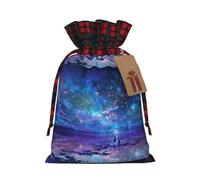 SMSJTMWHN Sac cadeau imprimé aurore boréale de qualité supérieure pour cadeaux en vrac, parfait pour les bijoux, les femmes et les enfants