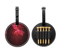 SMSJTMWHN Sac de rangement abstrait en cuir de luxe avec imprimé libellule rouge et porte-balles. Rangez vos t-shirts, balles de golf, carte de score et crayon.