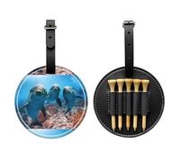 SMSJTMWHN Sac de rangement en cuir de luxe avec imprimé dauphin amusant qui vous regarde. Rangez vos t-shirts, balles de golf, carte de score et crayon.