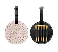 SMSJTMWHN Sac de rangement en cuir de luxe avec imprimé fleurs de cerisier rose et support de balle - Rangez vos t-shirts, balles de golf, carte de score et crayon.