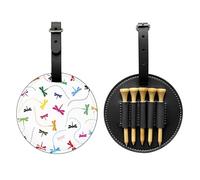 SMSJTMWHN Sac de rangement en cuir de luxe avec imprimé libellule colorée et support de balle - Rangez vos t-shirts, balles de golf, carte de score et crayon.