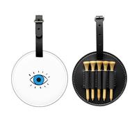 SMSJTMWHN Sac de rangement en cuir de luxe avec imprimé mauvais œil pour tee de golf et porte-balles. Rangez vos t-shirts, balles de golf, carte de score et crayon.