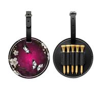 SMSJTMWHN Sac de rangement en cuir de luxe avec imprimé papillon noir et blanc et support de balle - Rangez vos t-shirts, balles de golf, carte de score et crayon.
