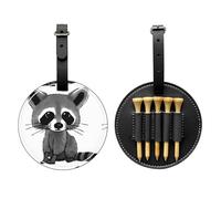 SMSJTMWHN Sac de rangement en cuir de luxe avec imprimé raton laveur et support de balle - Rangez vos t-shirts, balles de golf, cartes de score et crayon.